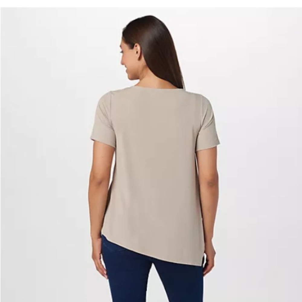 Susan Graver MEDIUM Blouse-Every Day Liquid Knit Asymmetrical Tunic Poly Spandex - Picture 9 of 13